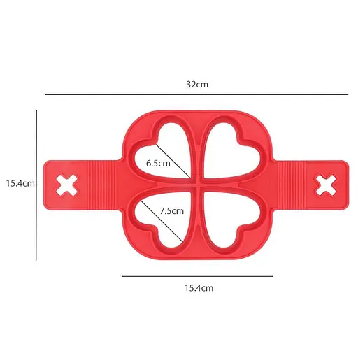 Набір з 3 силіконових форм для приготування оладок та яєчні у вигляді сердечок, квіточок та квадратиків, A-plus 86041 - фото 4