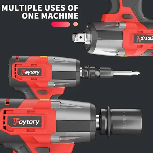 Електричний акумуляторний гайковий ключ 550 нм, набір ударних викруток з батарейним живленням 1/2 зі змінною швидкістю 2500 н/хв - фото 2