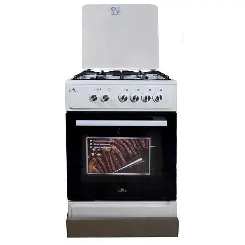 Плита комбінована Castle CPG-60W, білий, поворотні перемикачі, 4 газові конфорки, автопідпал інтегрований, решітка металева - фото 1