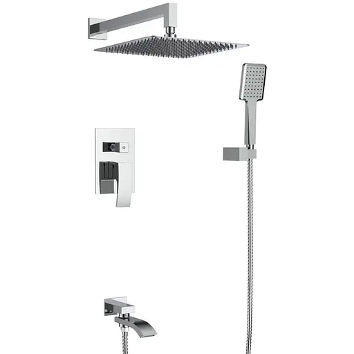 Душова система прихованого монтажу Gappo G7107, вилив - перемикач на лійку, 3-функції, хром - фото 1