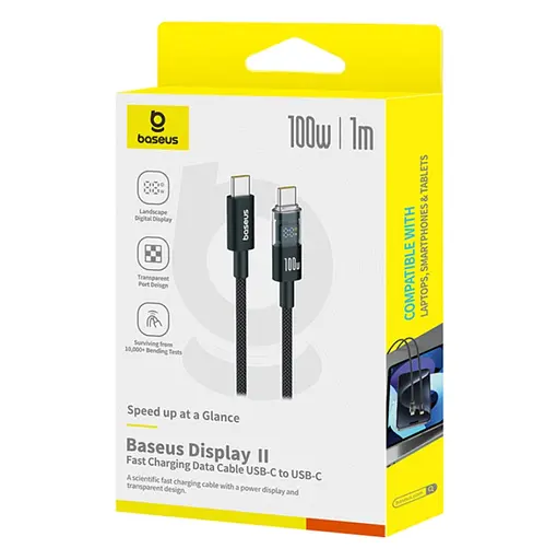 Кабель Baseus Display 2 Fast Charging Data Cable USB-C to USB-C 100W 2 м Чорний - фото 2