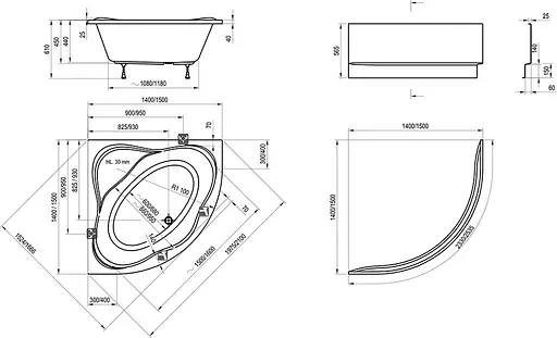 Ванна акриловая Ravak NewDay 150x150 C661000000 - фото 4
