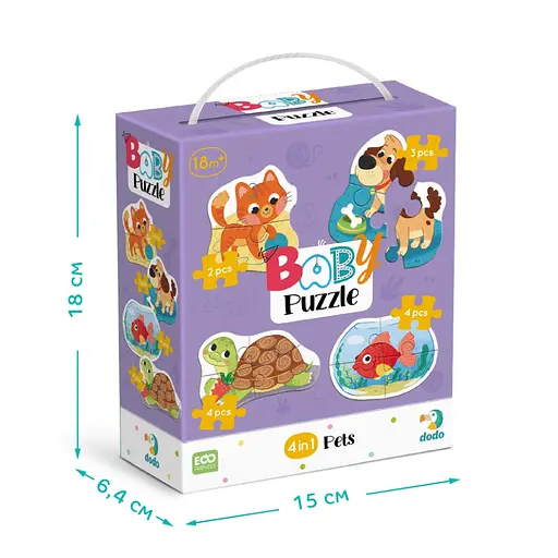 Детский пазл 4 в 1 "Baby puzzle. Домашние животные" DoDo Toys 300688 набор 4 в 1 - фото 5