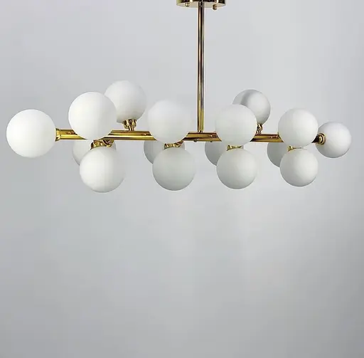 Линейная люстра с миниатюрными белоснежными плафонами Line.F DE 14 L/940 GD - фото 9