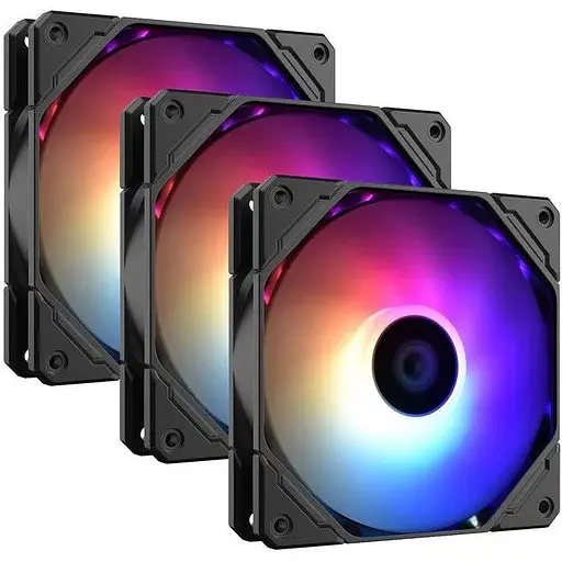 Вентилятор 120 мм ID-Cooling TF-12025-PRO ARGB TRIO чорний (3 шт.) 120x120x25 мм ARGB підсвітка 500-1800 об/хв 35.2dB(A) max - фото 1