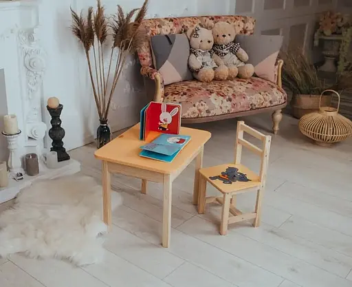 Дитячий письмовий столик та стільчик (з ящиком) для малювання та навчання (Слоник) - фото 4