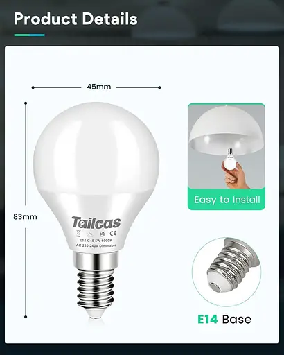 Світлодіодна лампа Tailcas E14 з регульованою яскравістю, 5 Вт - фото 3