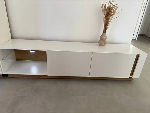 Тумба під телевізор Perfect Home Арко / Arco 2-дверна 2D/187 Білий глянець/дуб грандсон (PFH-091037) - фото 6