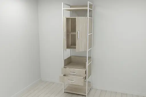 Шафа Гардероб Уні секція 5 серії Конект Ferrum-decor 220x60x50см Білий метал ДСП Дуб Сонома 32 мм (FRD-104521) - фото 9