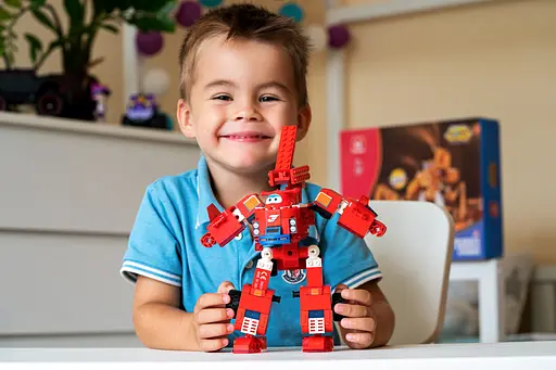 Конструктор-трансформер Super Wings Small Blocks 2-in-1 Buildable Transforming Vehicle Jett, Джетт, 293 детали (EU385005) - фото 6