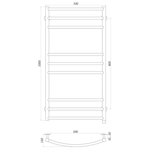 Полотенцесушитель UNIO LDE EL 1000-500-9 BLK Лестница Дуга Элит черная (21556) - фото 5