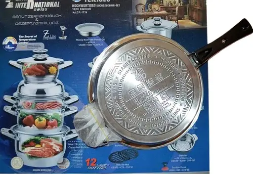 Набір каструль з кришками та сковорідкою Z.P.T. International Z.P.-1719, 19 предметів - фото 5