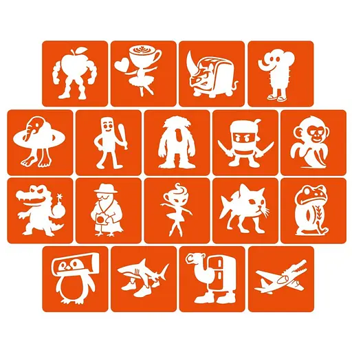 Набор трафаретов для биотату "Итальянский брейнрот №1" Fresh Tattoo Italian-brainrot_5x5_18_1 - фото 1