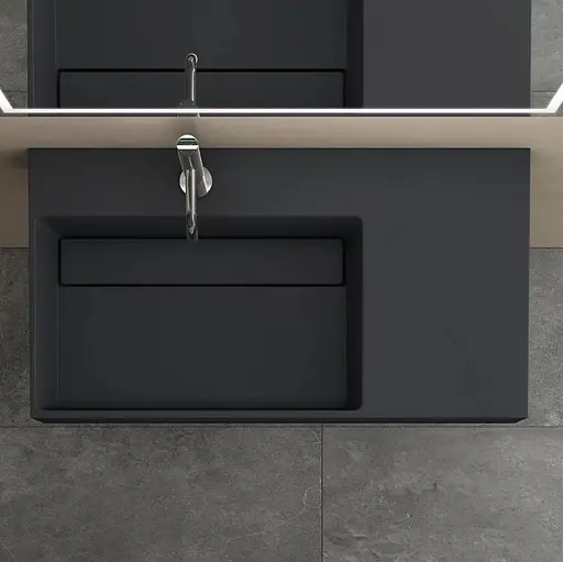 Умивальник Rea Archi 75 black matt накладний підвісний REA-U4303, Чорний матовий - фото 4