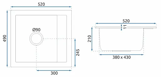 Кухонна мийка гранітна Rea Rino black плямисту ZLE-00104, Чорний - фото 4