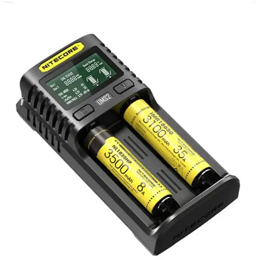 Зарядное устройство универсальное Nitecore Digicharger UM2, 2 канала, LCD дисплей, поддерживает Li-ion, Ni-MH и Ni-Cd AA(R6), ААA(R03), С(R14)