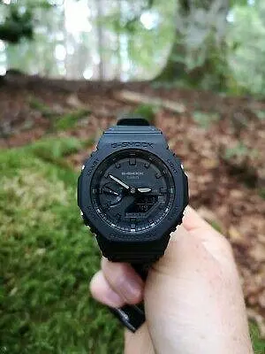 Черные полимерные мужские наручные часы Casio оригинал Япония G-Shock GA-2100-1A1ER с полимерным ремешком - фото 4