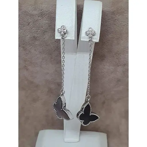 Серебряные серьги-пуссеты Aurora Бабочки с перламутром. 82626Ч - фото 4