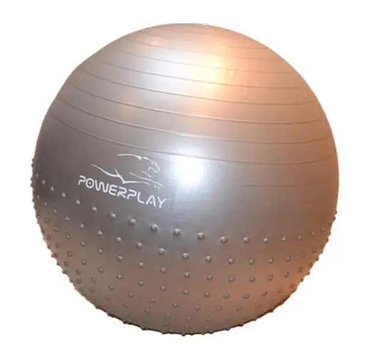 М'яч для фітнесу (фітбол) напівмасажний PowerPlay 4003 Ø65 cm Gymball Сірий + помпа (PP_4003_65cm_Light-grey) - фото 5