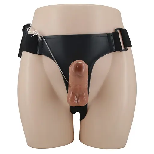 Двойной страпон с вибрацией Ultra Passionate Harness Dual Penis, 16 см (коричневый) - фото 3