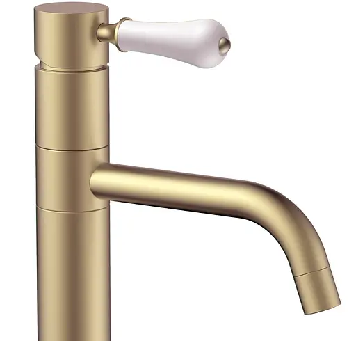 Смеситель для умывальника Rea Serra brushed gold низкий REA-B1144 Золотой - фото 2