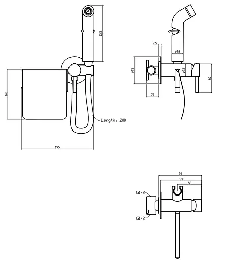 Набір гігієнічного душу прихованого монтажу Zerix FTR-333-B та паперотримачем ZX5840, Хром - фото 2