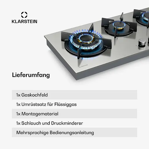 Газова варильна поверхня Klarstein Goldflame 4 Slim (10046473) - фото 3