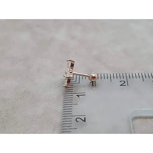 Золотая серьга для пирсинга хеликса Ирий Цветок с фианитами. З40103ШТ - фото 4