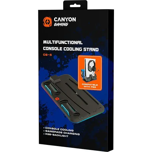 Пидставка для охолодження Canyon CS-5 RGB PS5 Charge Black (CND-CSPS5B) - фото 4