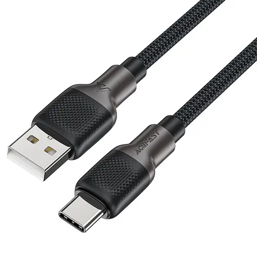 Кабель ACEFAST C10-04 USB to Type-C 3A, 1.2m, silicone, zinc connectors, Black - фото 1