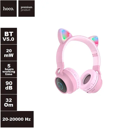 Бездротові накладні навушники Hoco W27 Cat ear сірі - фото 5