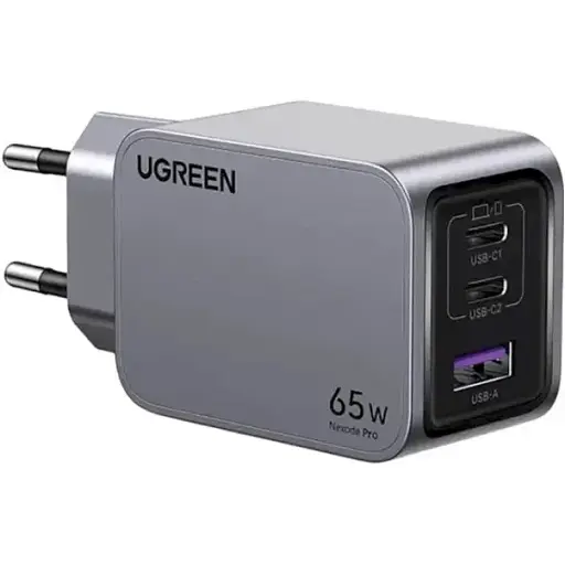 Зарядний пристрій адаптер живлення Ugreen X755 Nexode Pro 65 W 3 порти (25871) сірий - фото 1