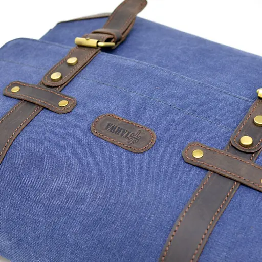 Сумка мужская через плечо канвас + кожа TARWA 37х31х12 см sum0028349 - фото 8