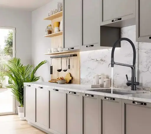 Кухонный смеситель Blide ZeroTwo с подключением к фильтру + вытяжной гусак (Черный мат) - фото 7