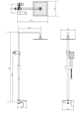 Душова система Wezer поворотний вилив - перемикач на лійку/душ, PRO16A-02, Хром - фото 2