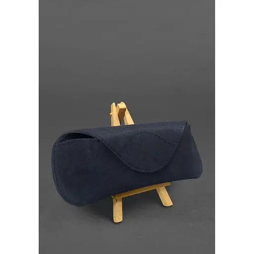 Кожаный чехол для очков BlankNote Crazy Horse с клапаном на магните Синий  - фото 3