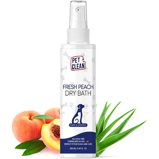 Сухой шампунь Pet Clean Dry Bath Fresh Peach для домашних животных с ароматом персика 250 мл - фото 2