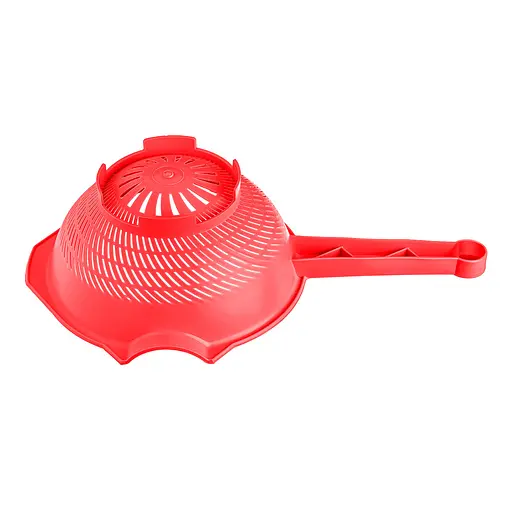 Дуршлаг пластиковый с ручкой 36х22.5 см, Kitchette Красный 84633 - фото 4