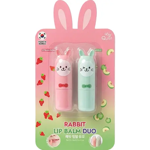 Бальзами для губ Quret Lip Balm Duo Strawberry & Apple 2 x 3.5 г - фото 1