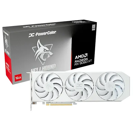 Відеокарта AMD Radeon RX 9060 XT 16GB GDDR6 Hellhound Spectral White PowerColor (RX9060XT 16G-L/OC/WHITE) - фото 1