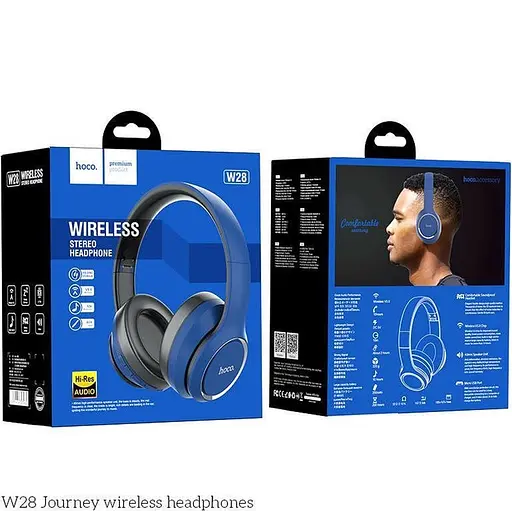 Блютуз Стерео Гарнитура Hoco W28 мятая упаковка Синий - фото 4