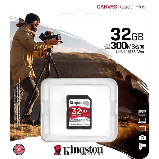 Карта пам'яті Kingston SDHC Canvas React Plus 32GB Class 10 UHS-II U3 V90 SDR2/32GB [141530] - фото 3