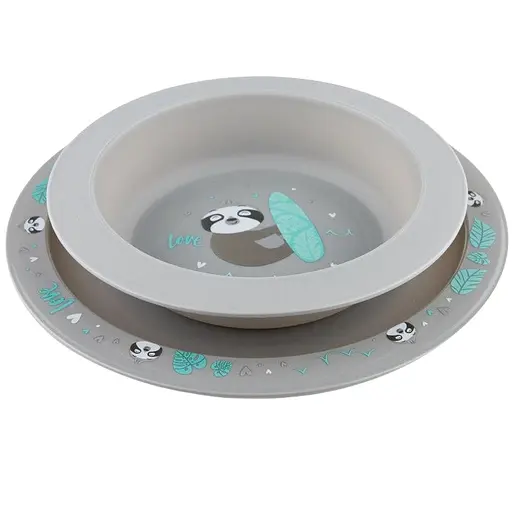 Набір посуду Canpol babies Exotic Animals з 2-х елементів сірий (56/523_grey)