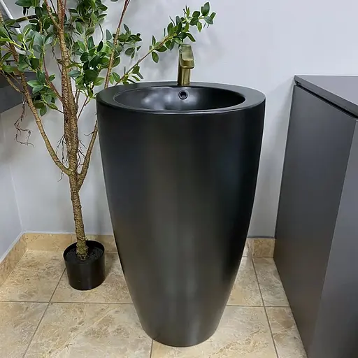 Умивальник VBI Agropoli black matt напольний VBI-019004, Чорний матовий - фото 1