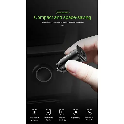 Автомобильное зарядное устройство Baseus B5-C15Q Dual QC3.0 Car Charger 30W 2хUSB (219764356) - фото 5