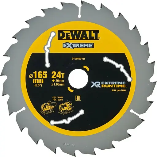 Диск пильный DeWalt Extreme Runtime 165 х 20 мм 24 зуба (DT99560)