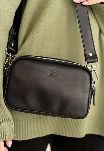 Жіноча шкіряна сумка поясна/кроссбоді Holly чорна - фото 5