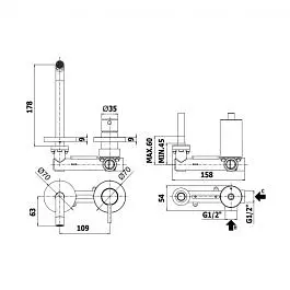 Смеситель для раковины настенный Paffoni Light излив 178 мм mercury grey LIG105MG70, Серый - фото 2