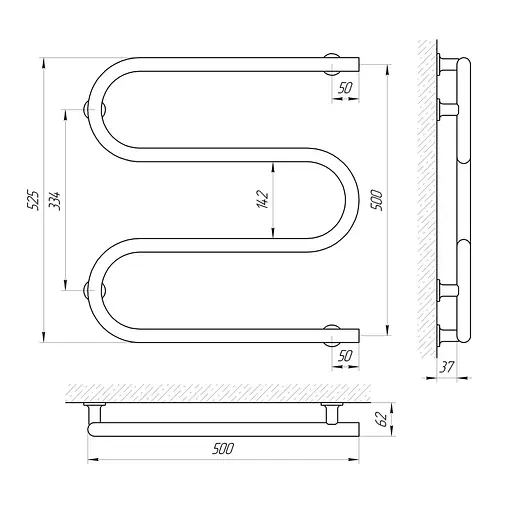 Електрична рушникосушка Laris Змійовик 25 РС3 500x500 Е 73207108 - фото 4