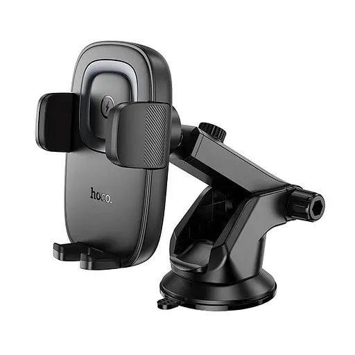 Автотримач для телефона HOCO HW32 Crown push-type wireless charging car holder (center console) Black Metal Gray - фото 1